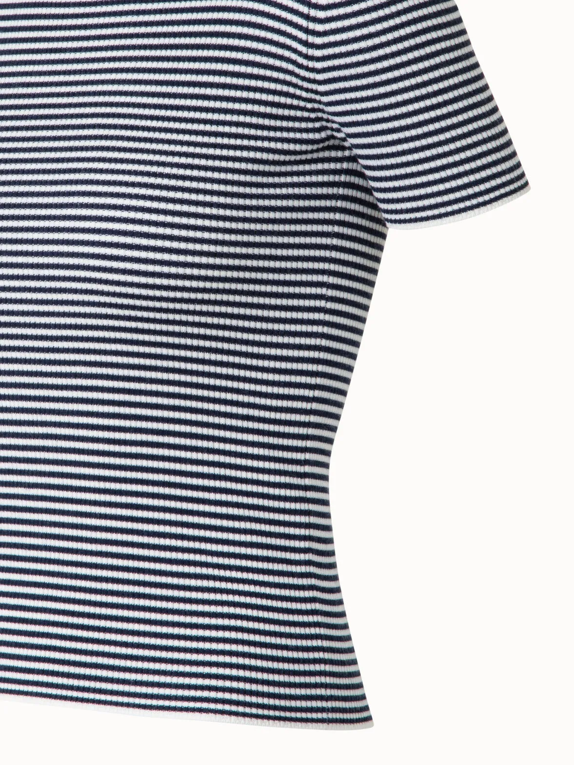 Short Sleeve Sweater in Striped Virgin Wool