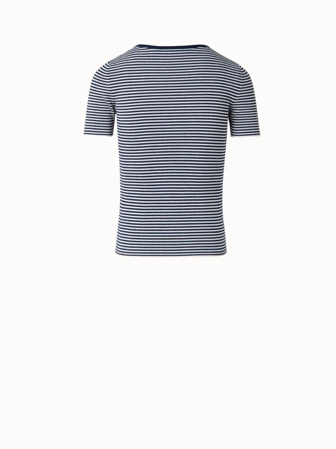 Short Sleeve Sweater in Striped Virgin Wool
