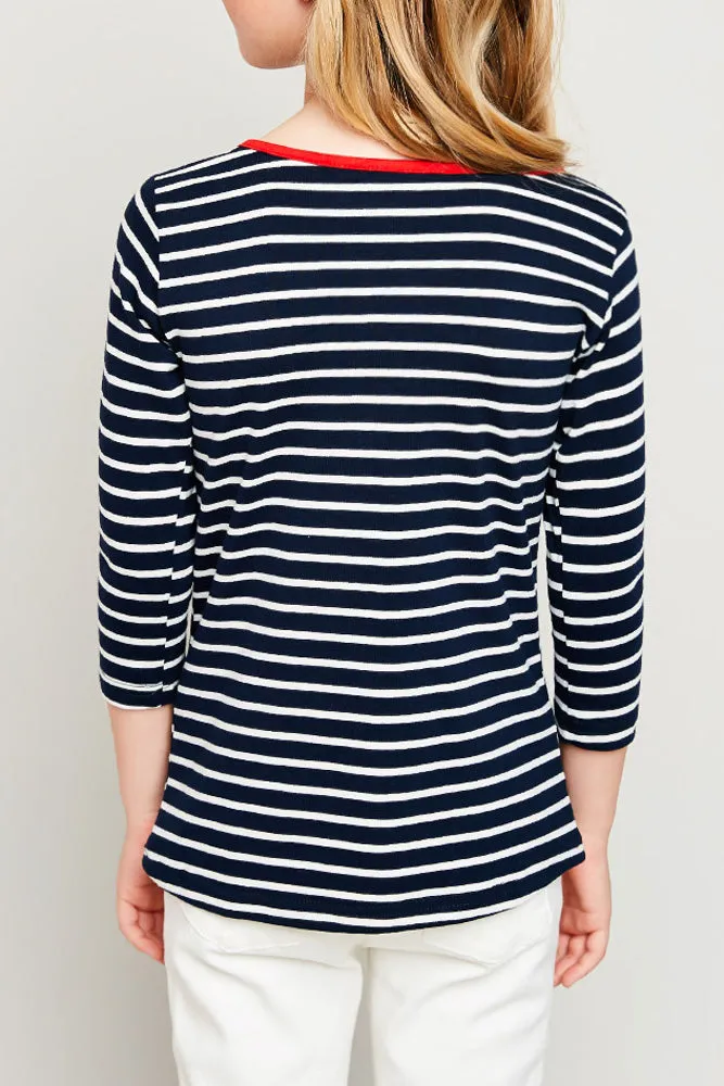 Side Button Striped Top (Daughter: Mommy and Me)