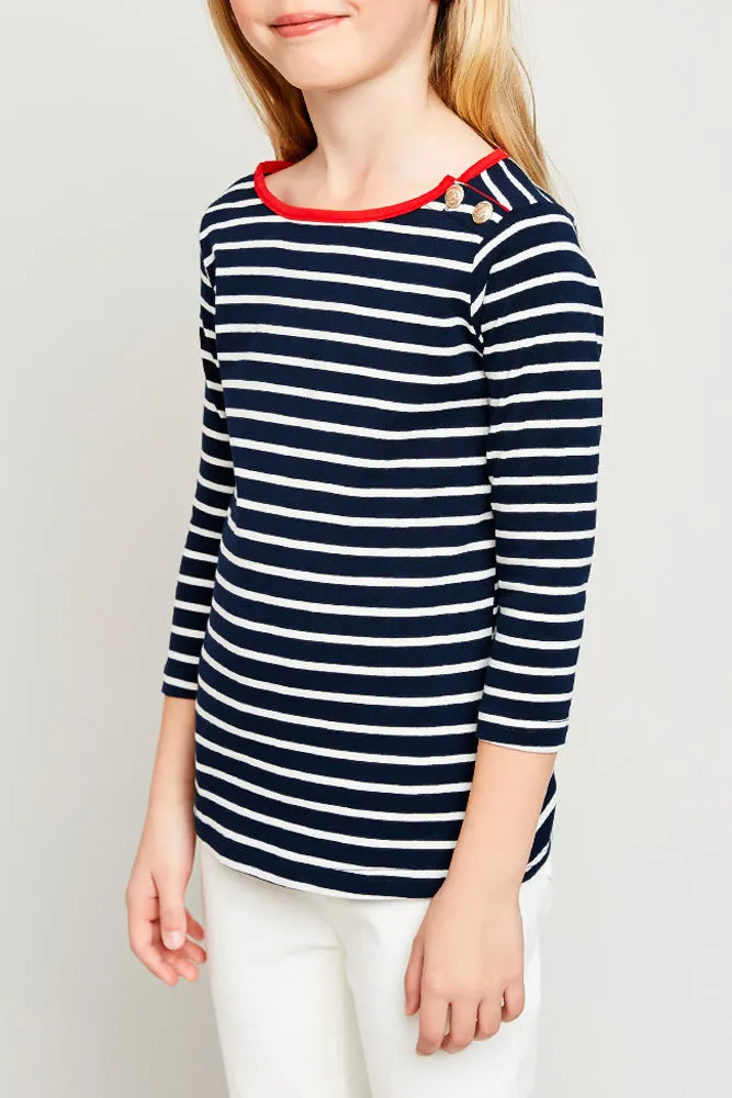 Side Button Striped Top (Daughter: Mommy and Me)
