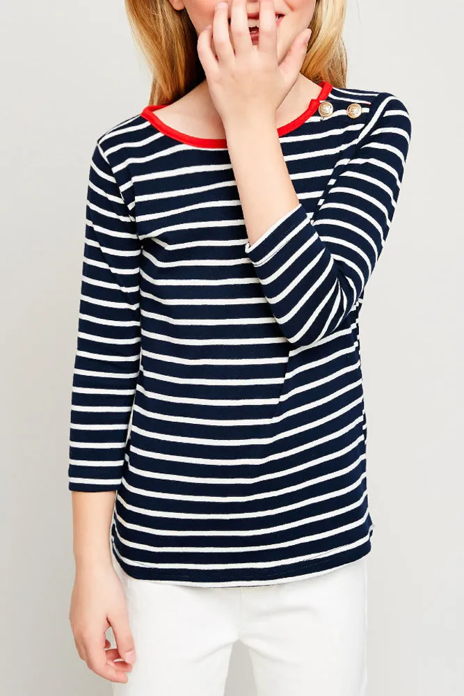 Side Button Striped Top (Daughter: Mommy and Me)