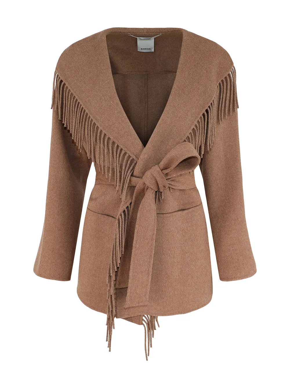 Simkhai Rowan Fringe Cardigan in Camel