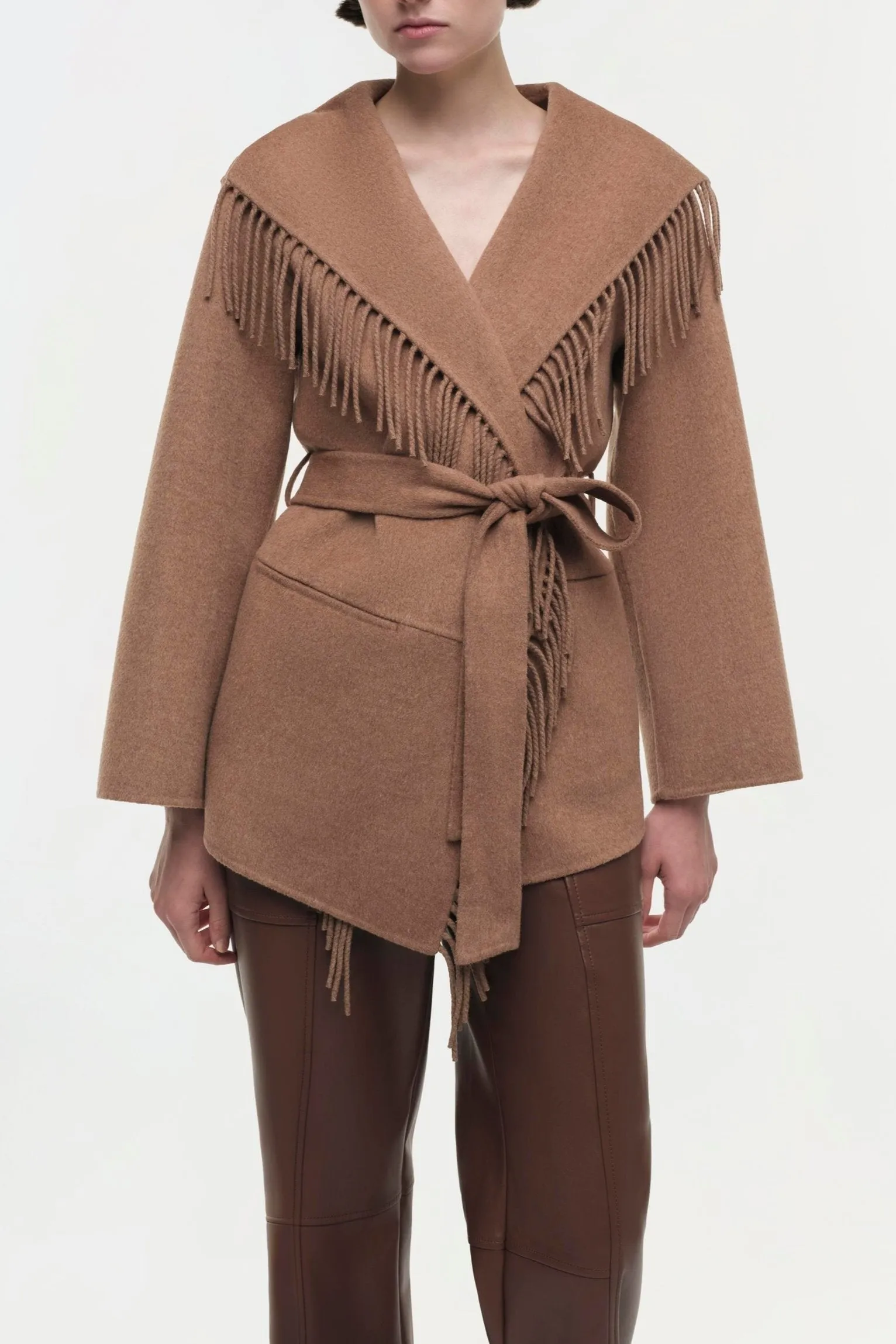 Simkhai Rowan Fringe Cardigan in Camel