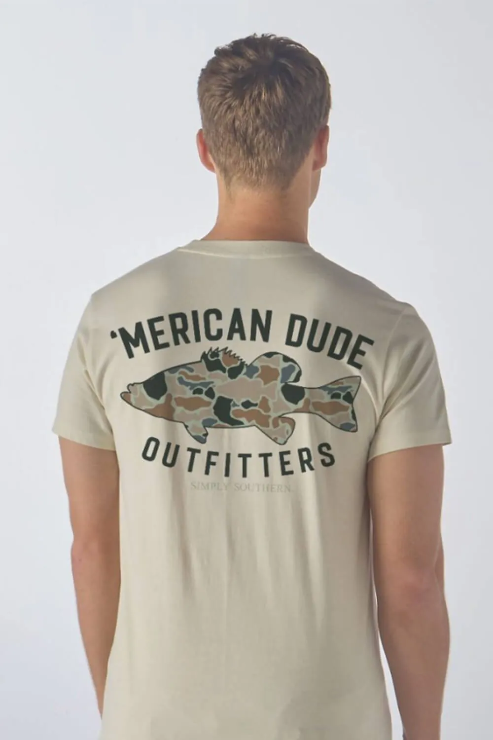 Simply Southern Camo Fish T-Shirt for Men in Beige | MN-SS-FISHCAMO-OATHTHR