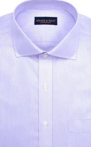Slim Fit Purple Stripe English Spread Collar Supima® Cotton Non-Iron Twill Dress Shirt