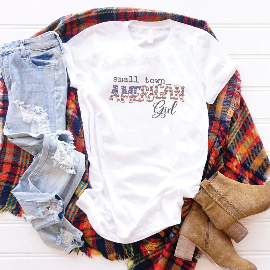 Small Town American Girl Patriotic Graphic T-Shirt - WE150