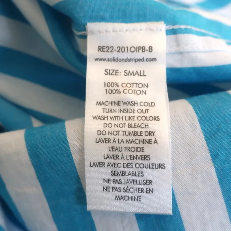 Solid & Striped The Oxford Tunic Blue/White Stripe Size Small Long Sleeve Shirt