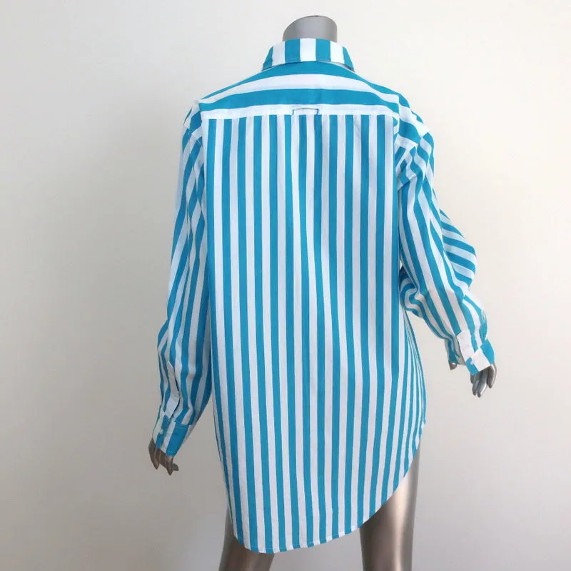 Solid & Striped The Oxford Tunic Blue/White Stripe Size Small Long Sleeve Shirt