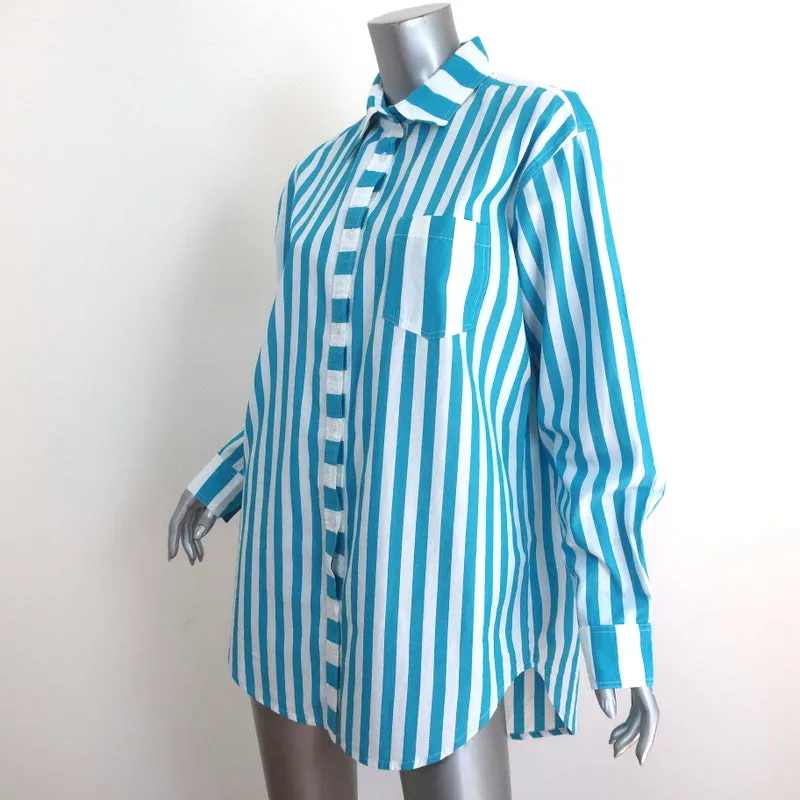 Solid & Striped The Oxford Tunic Blue/White Stripe Size Small Long Sleeve Shirt
