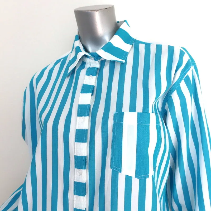Solid & Striped The Oxford Tunic Blue/White Stripe Size Small Long Sleeve Shirt
