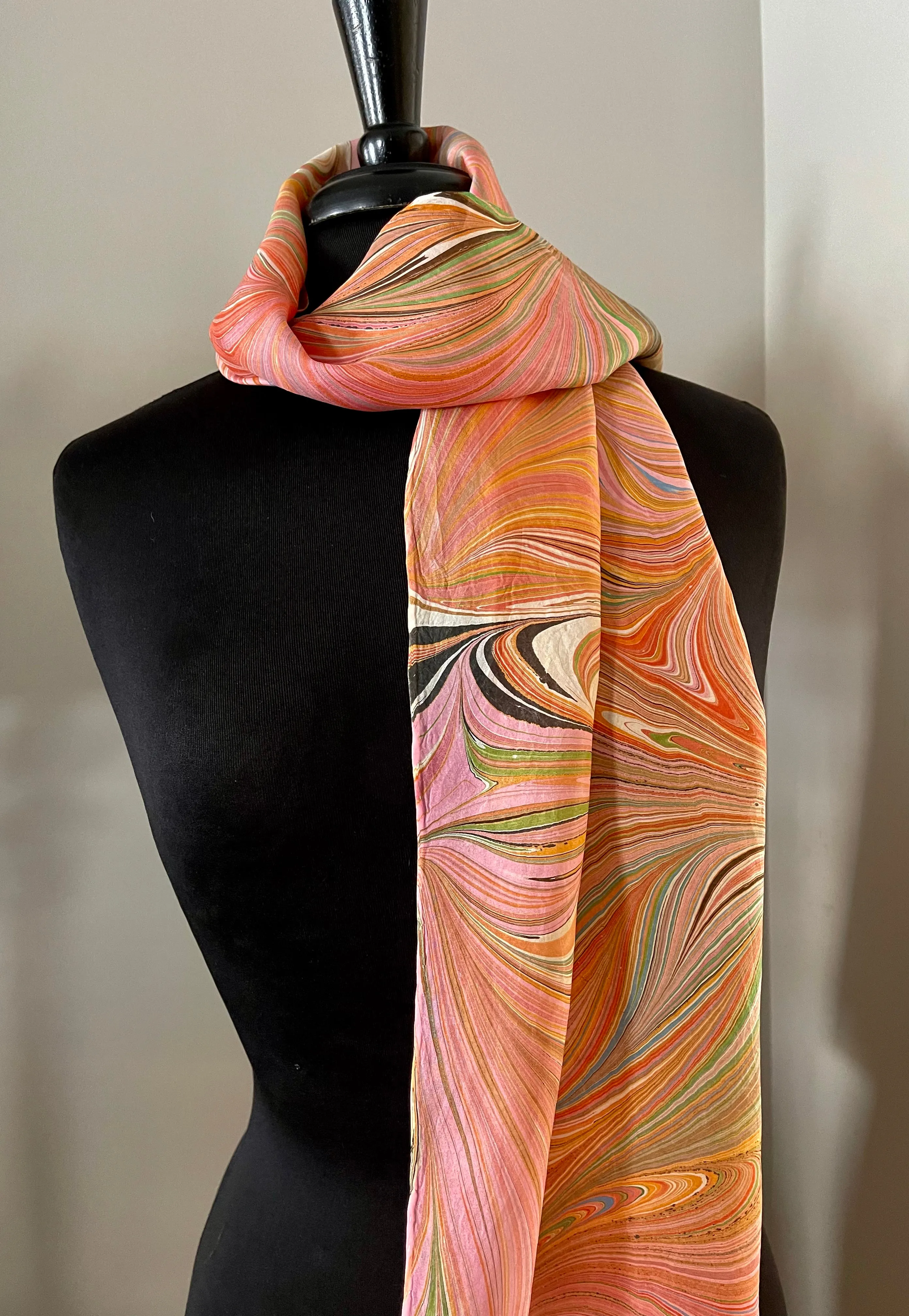 Spring  Flame Patterned Habotai Silk