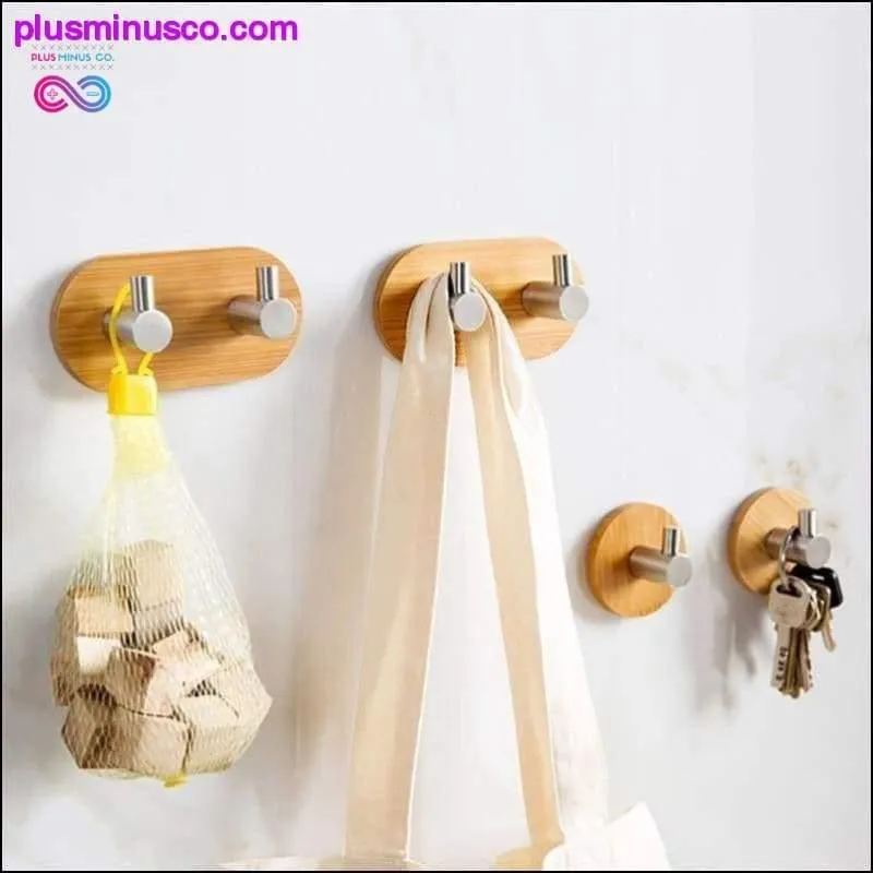 Stainless Steel Bamboo And Wood Three-row Hook