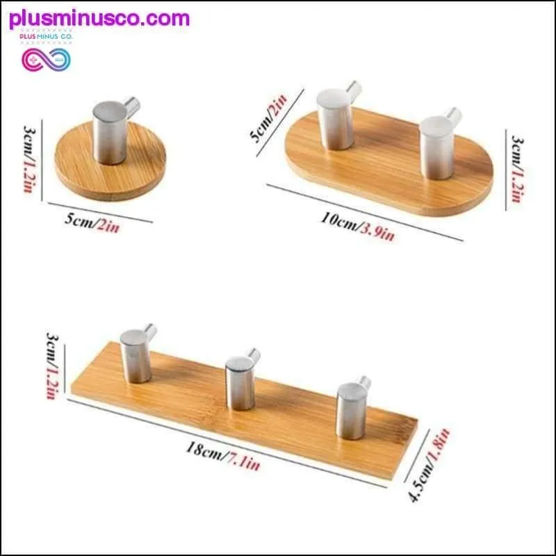 Stainless Steel Bamboo And Wood Three-row Hook