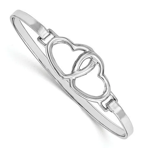 Sterling Silver Heart Bangle Bracelet
