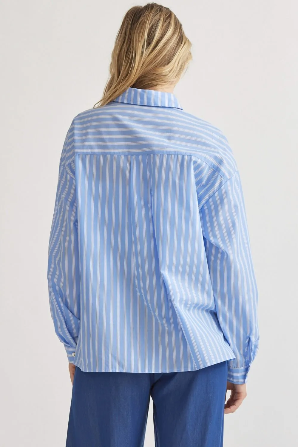 Striped Button Up Top {Blue}