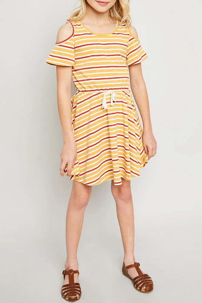Striped Cold Shoulder Dress (Daughter: Mommy and Me)