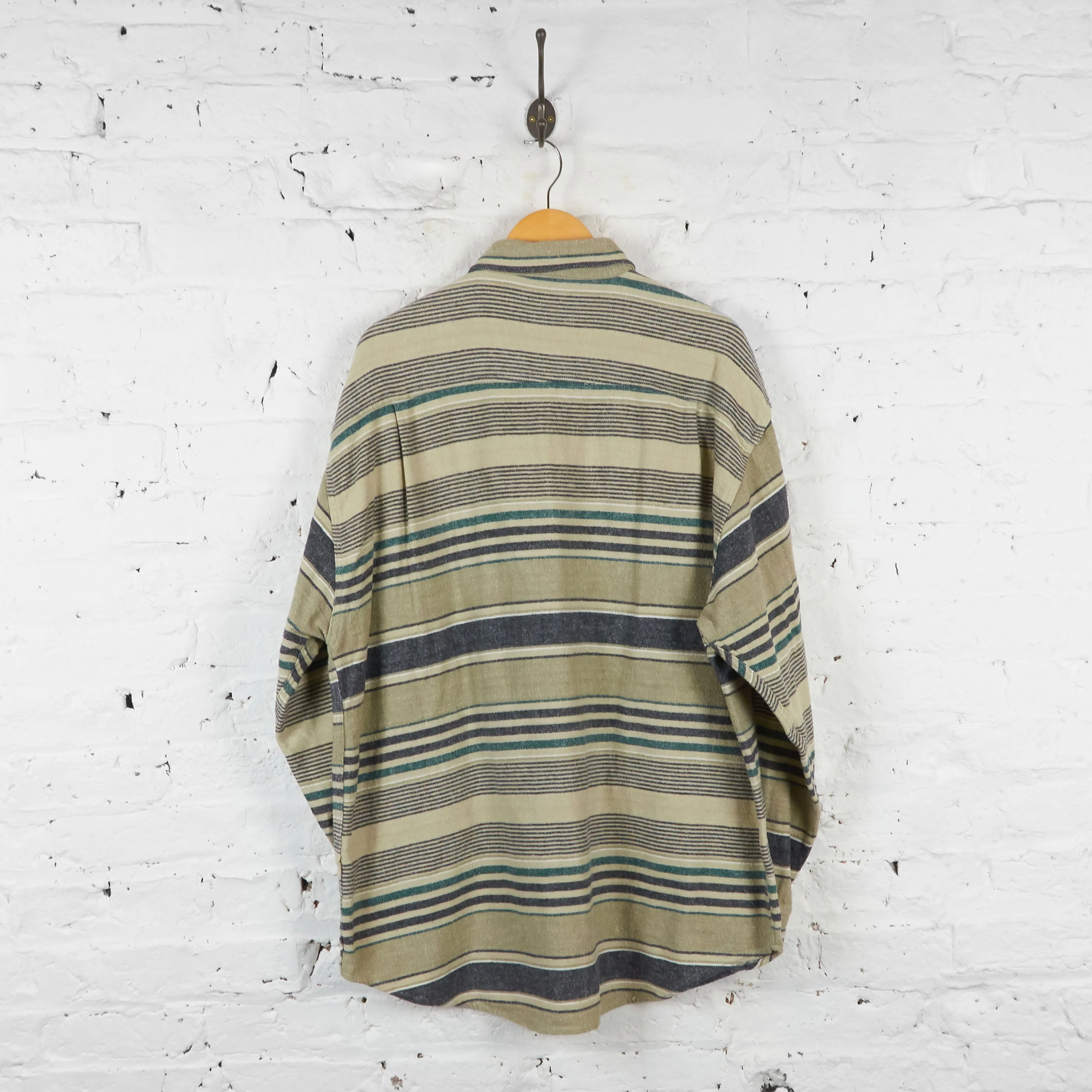 Striped Flannel Shirt - Beige - XL