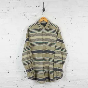 Striped Flannel Shirt - Beige - XL