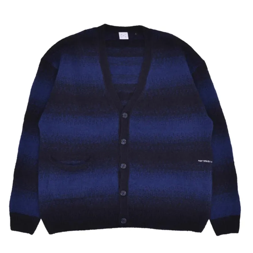 striped knitted cardigan sodalite blue black