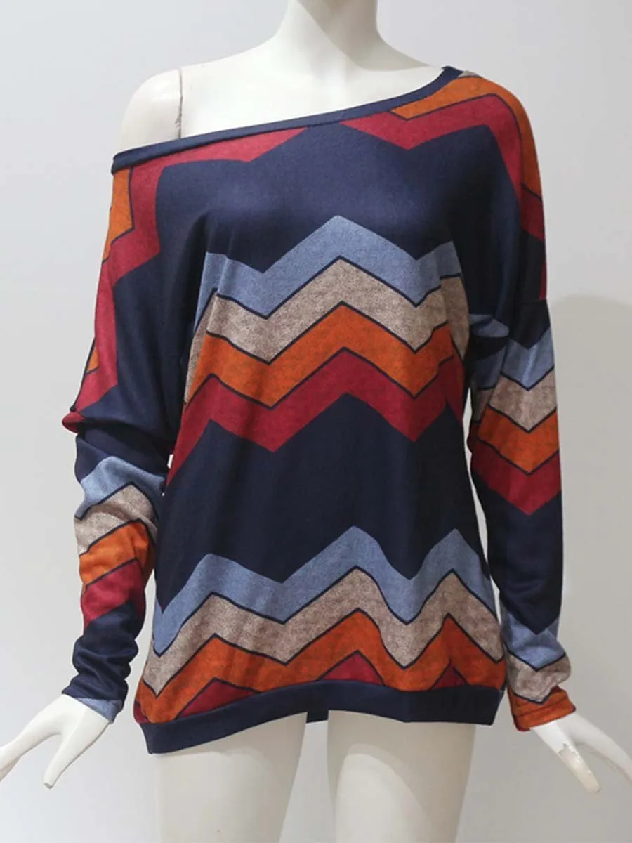 Stunncal Casual Batch Print Striped T-shirt