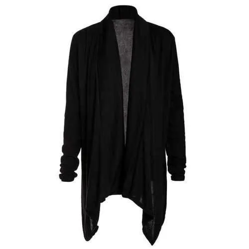 Stylish Shawl Collar Long Sleeve Slimming Pure Color Women's Cardigan - Black L