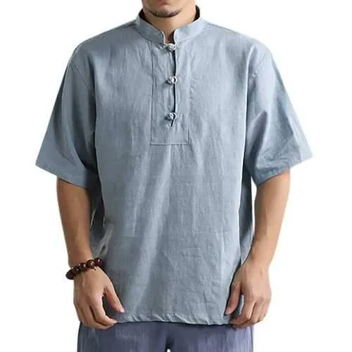 Summer Chinese Style Casual Buttons T Shirts