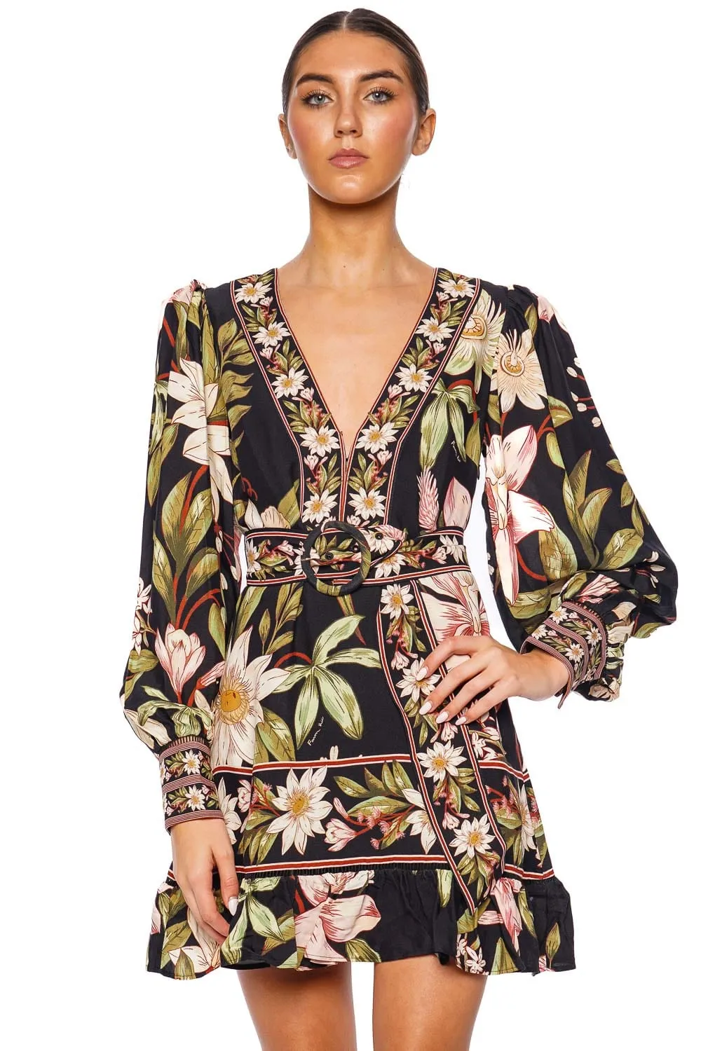 Surreal Flowers Long Sleeve Mini Dress