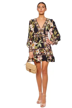 Surreal Flowers Long Sleeve Mini Dress