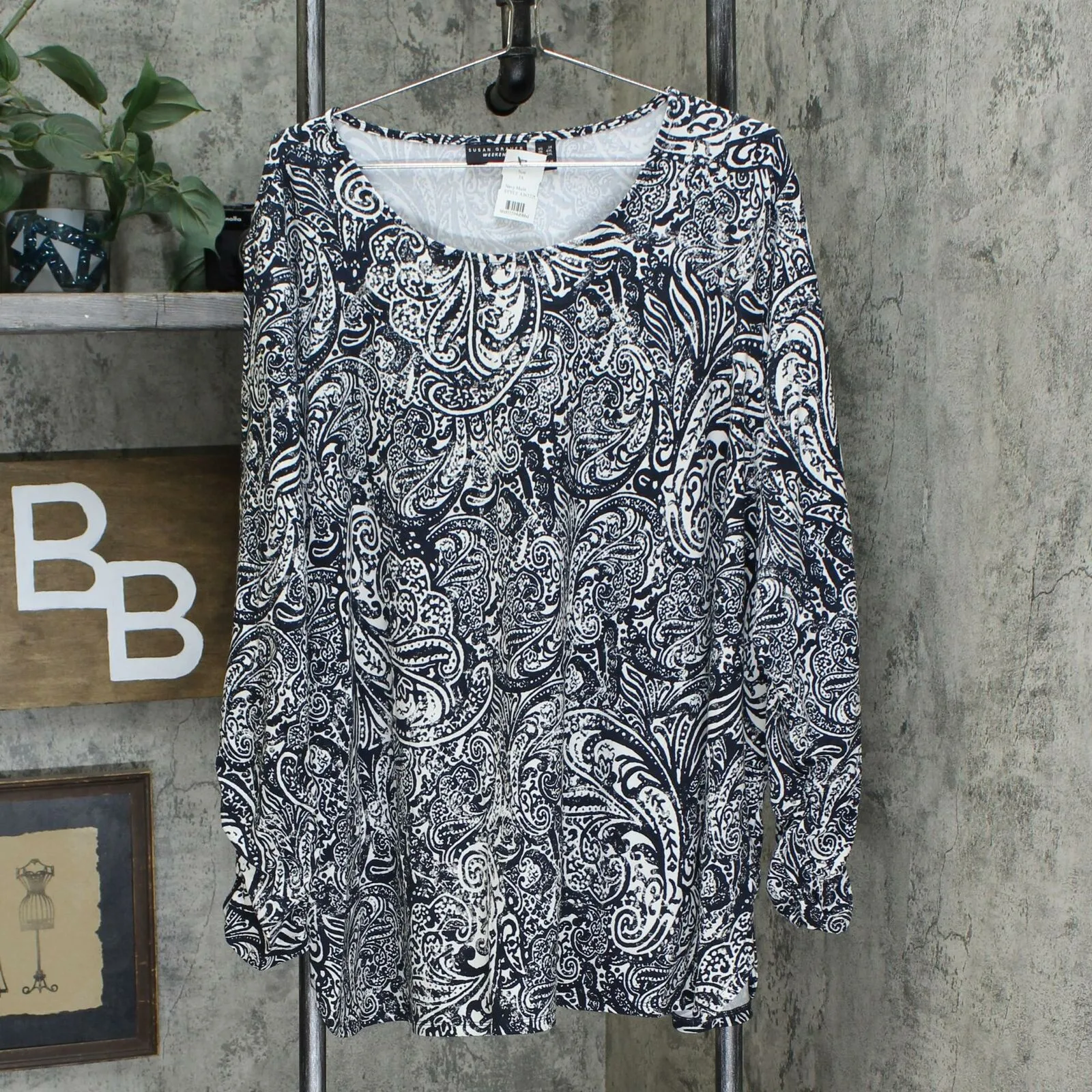 Susan Graver Plus Size Weekend Cotton Modal Ruched Sleeves Tunic Top