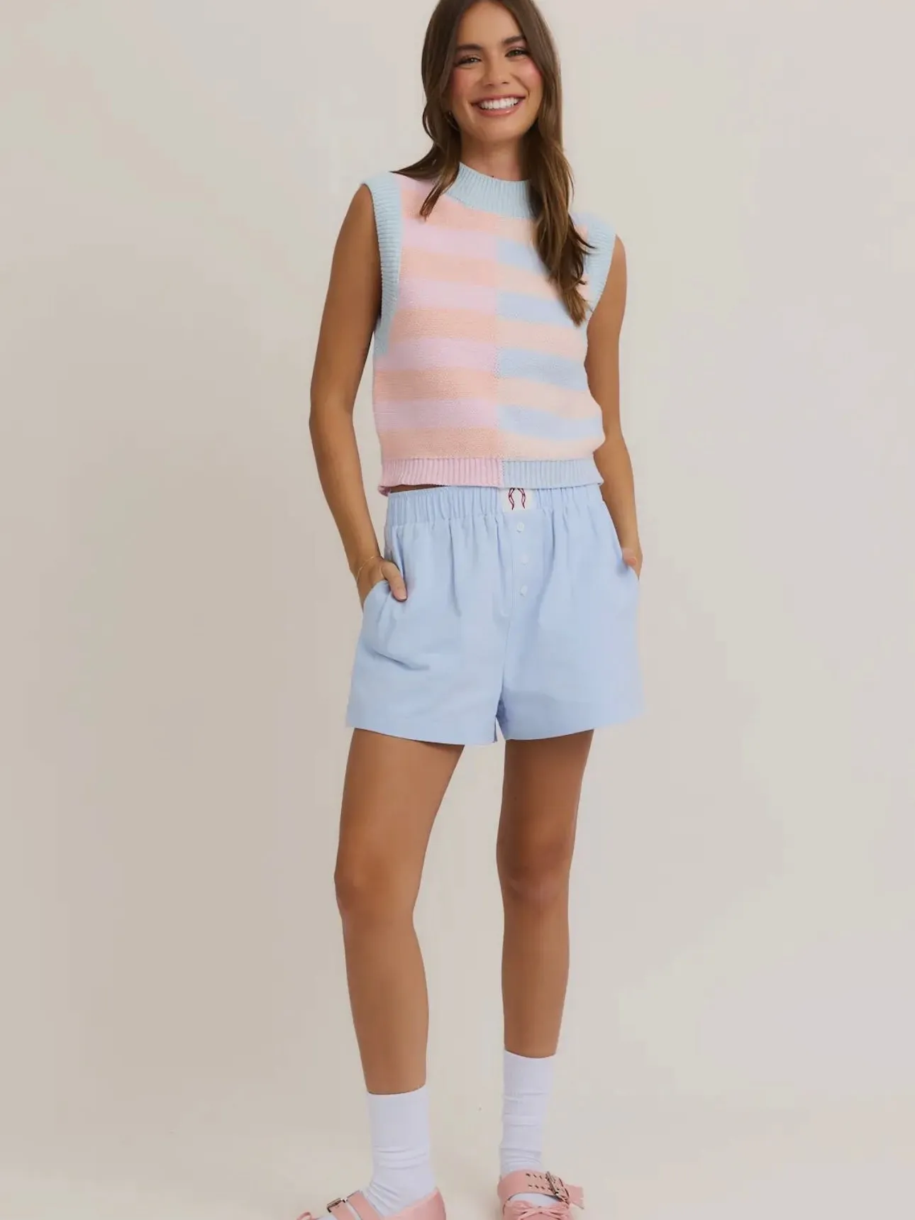 Sweet & Striped Top: Peach Multi