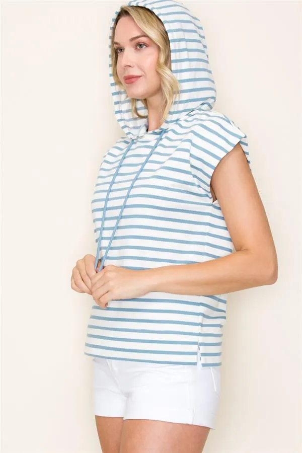The Dianne Short Sleeve Striped Hoodie