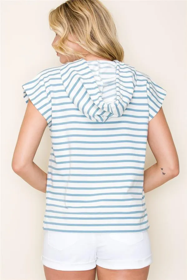 The Dianne Short Sleeve Striped Hoodie