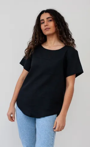 The Friend - Woven Tee - Black 100% Linen