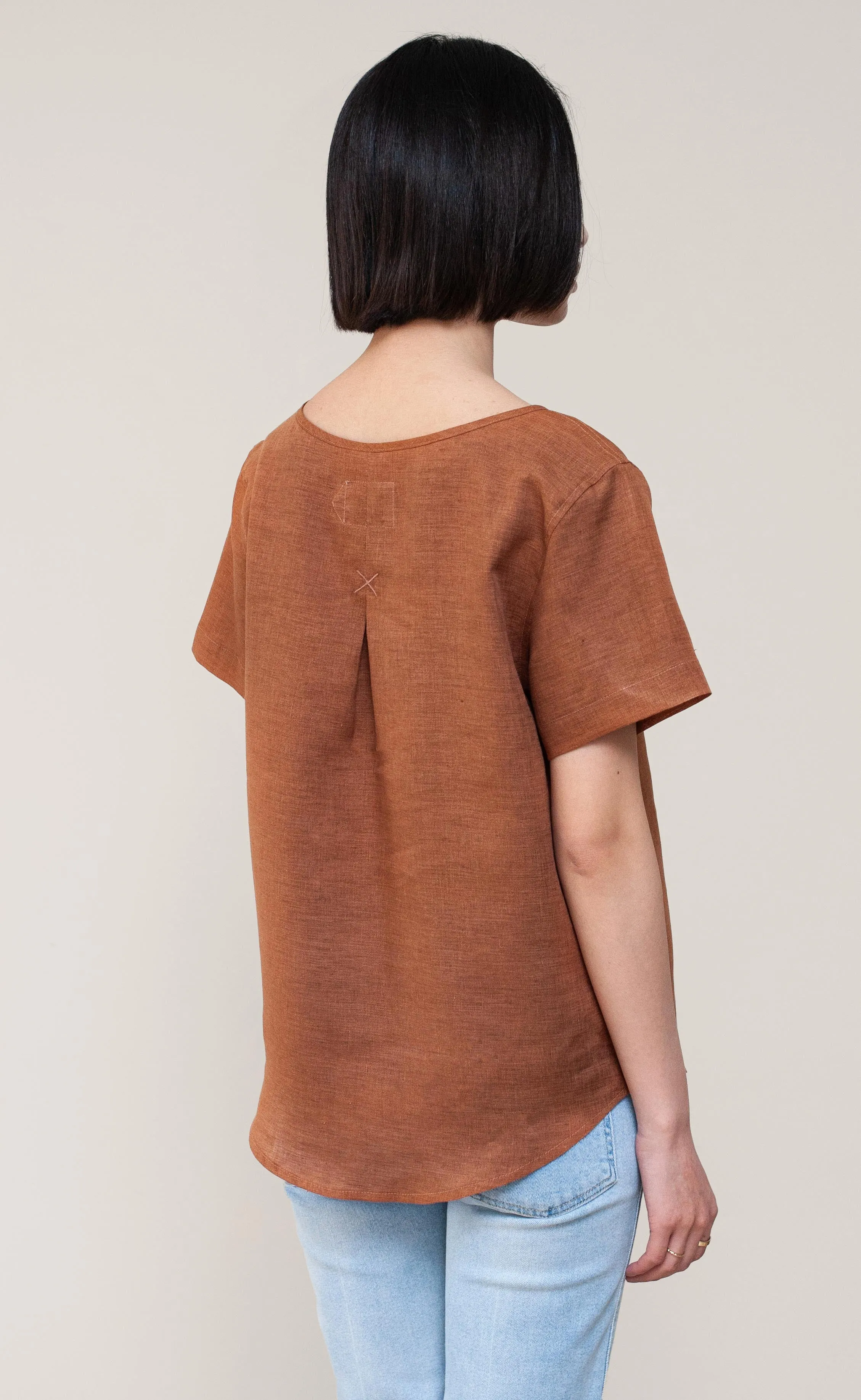 The Friend - Woven Tee - Cinnamon 100% Linen