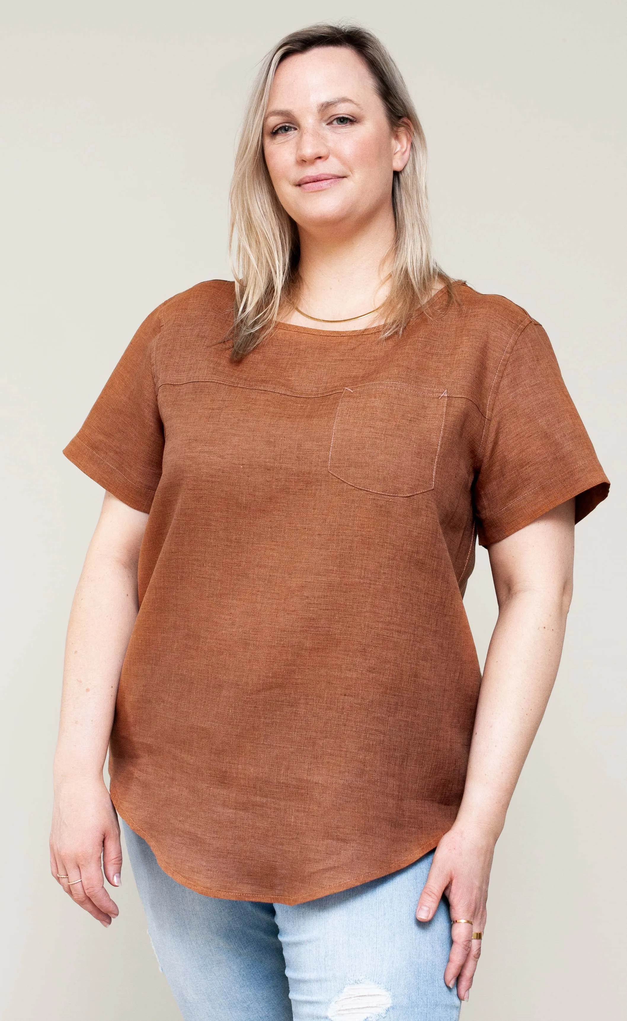 The Friend - Woven Tee - Cinnamon 100% Linen
