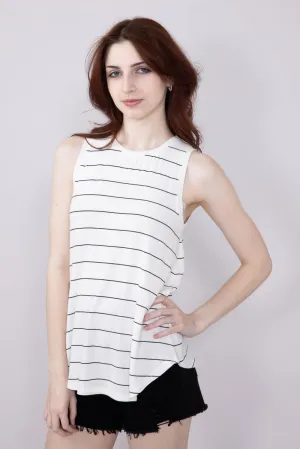 Thread & Supply Sinclair Striped Tank Top for Women in White/Black | T1354MSTS-WHITEBLACK