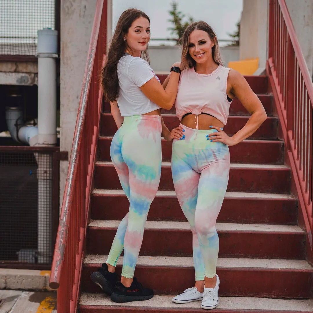 Tie Dye Scrunch Leggings - Teal (Women's)