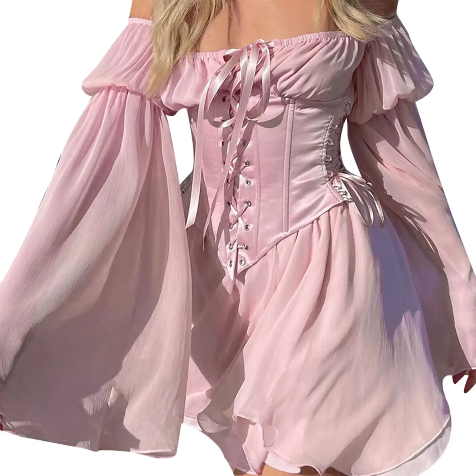 Toleet-Women's Slim Fit Lace Up Bustier Belt Corset Clubwear Push Up Strapless Shaper Boned Open Back Corset Crop Top Lolita Style