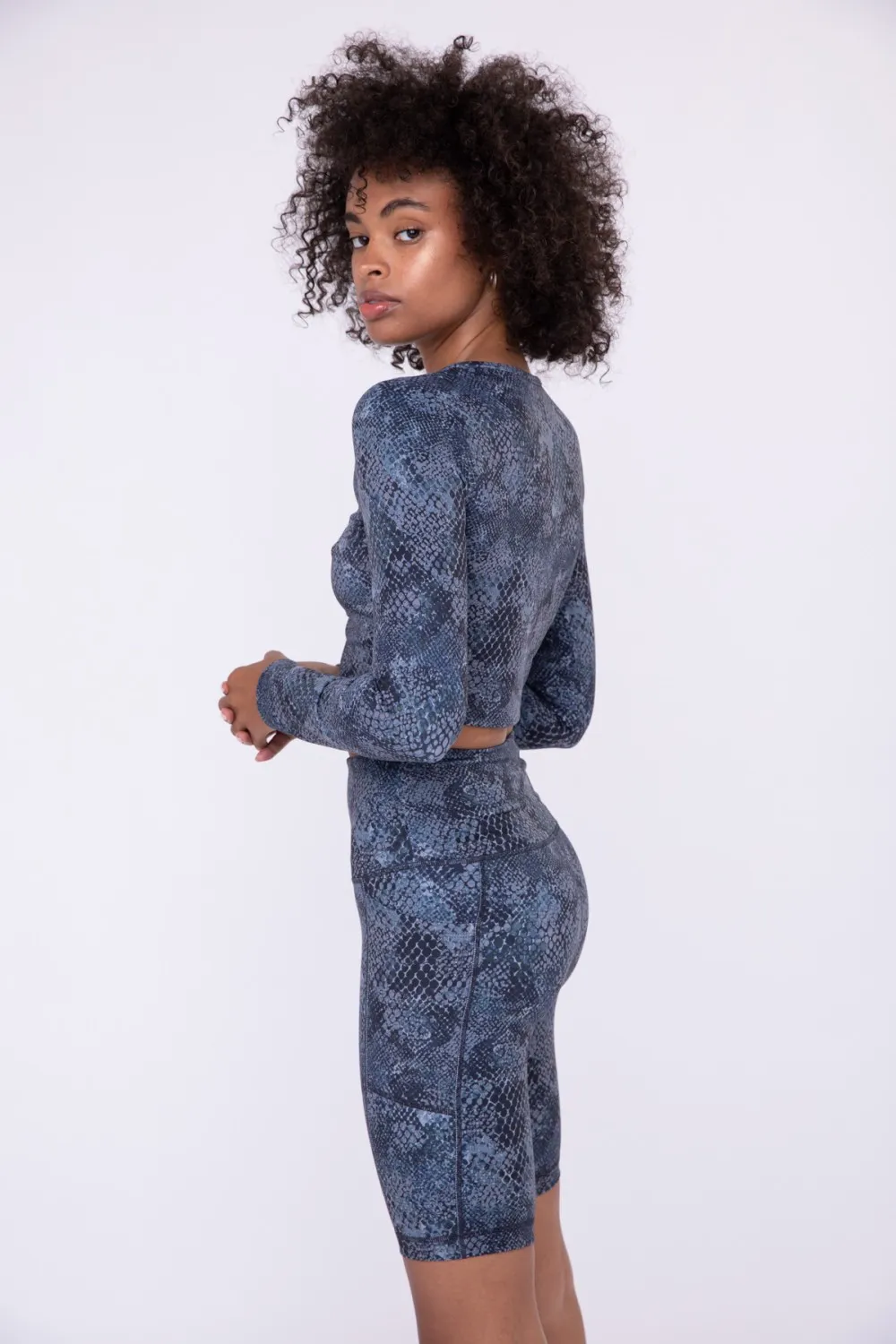 Tonya Snake Pattern Ruched Active Top