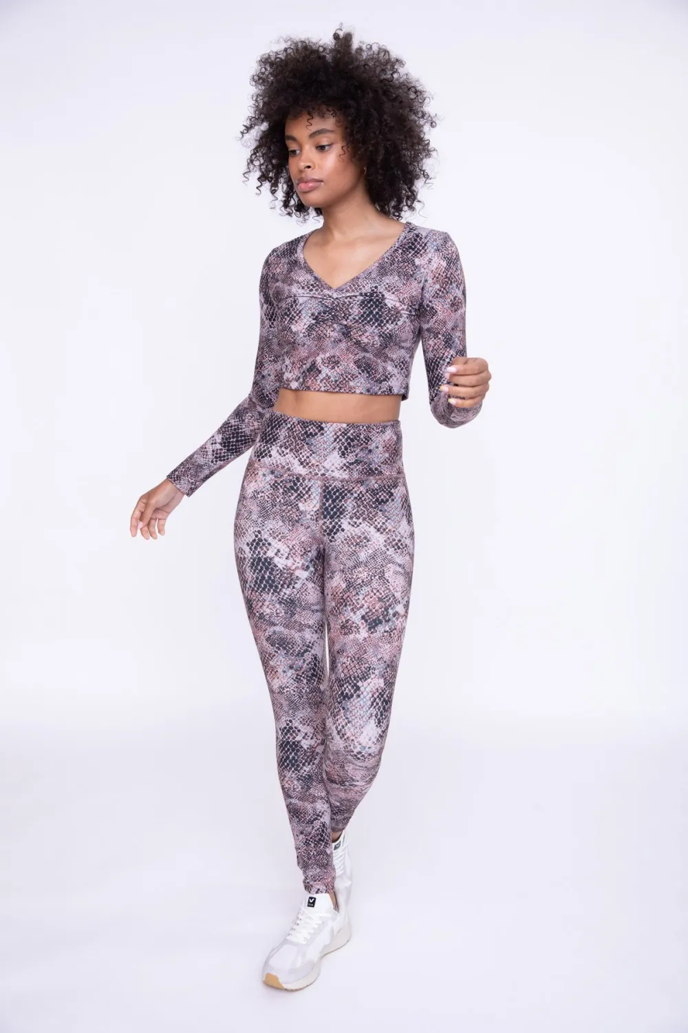 Tonya Snake Pattern Ruched Active Top