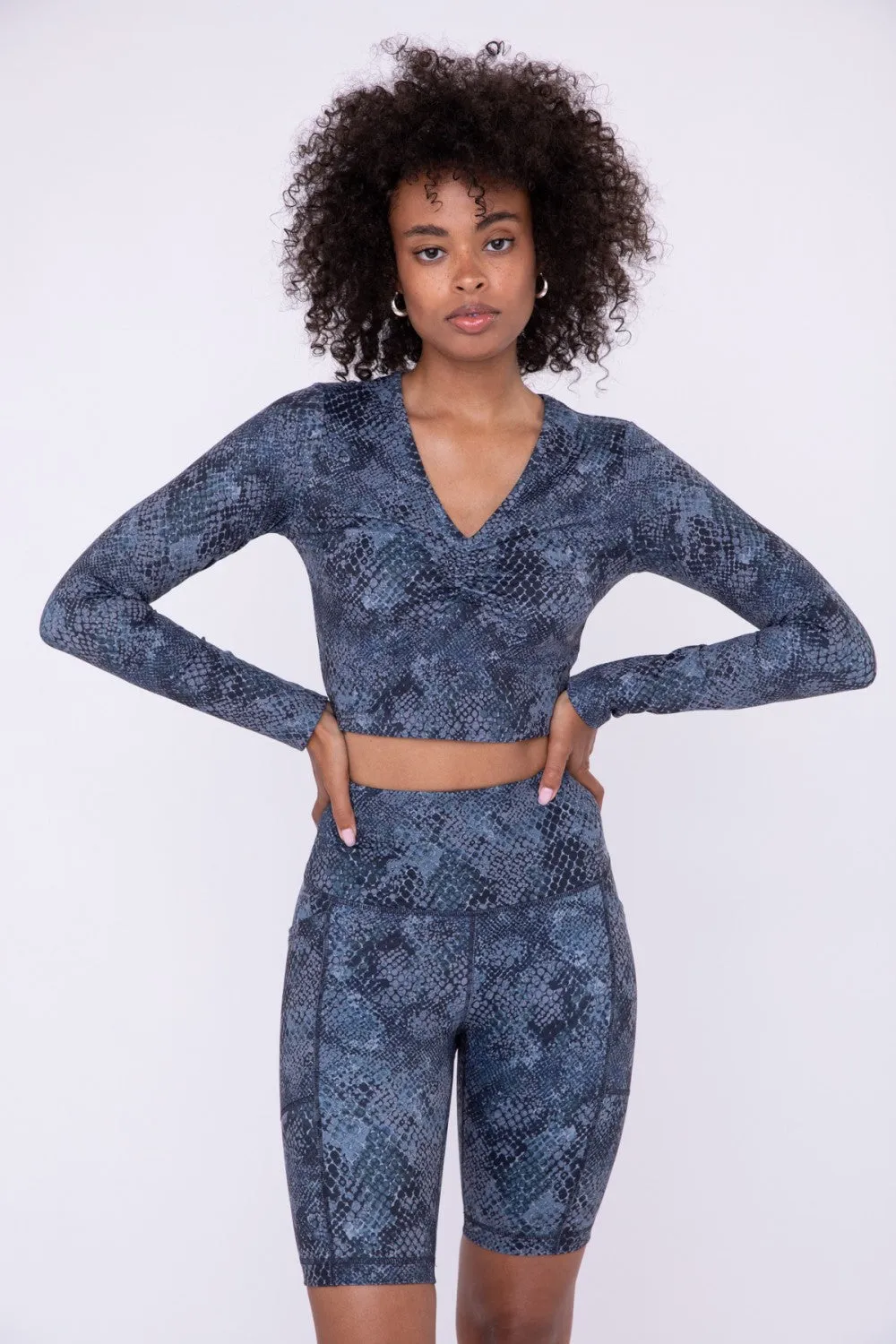 Tonya Snake Pattern Ruched Active Top