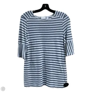 Top 3/4 Sleeve By Chicos In Striped Pattern, Size: M