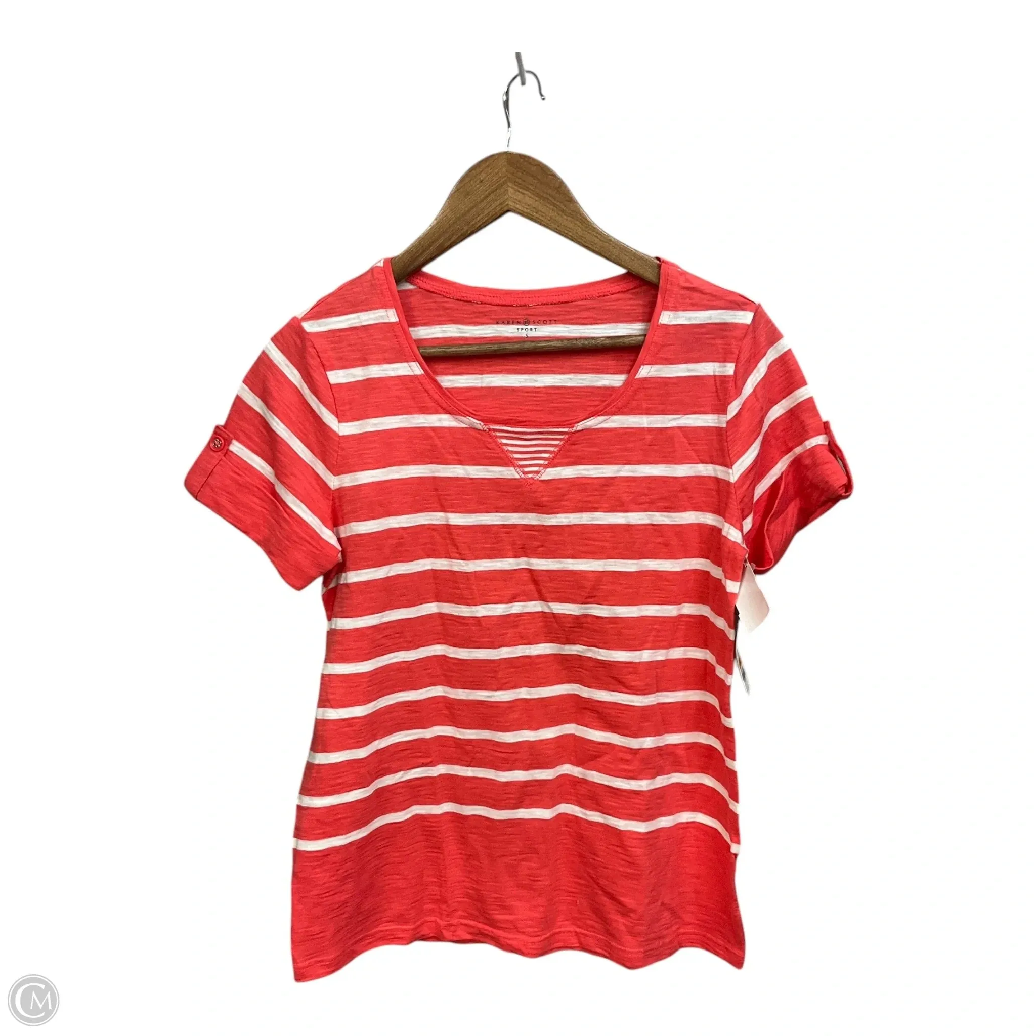 Top Short Sleeve By Karen Scott In Striped Pattern, Size: S