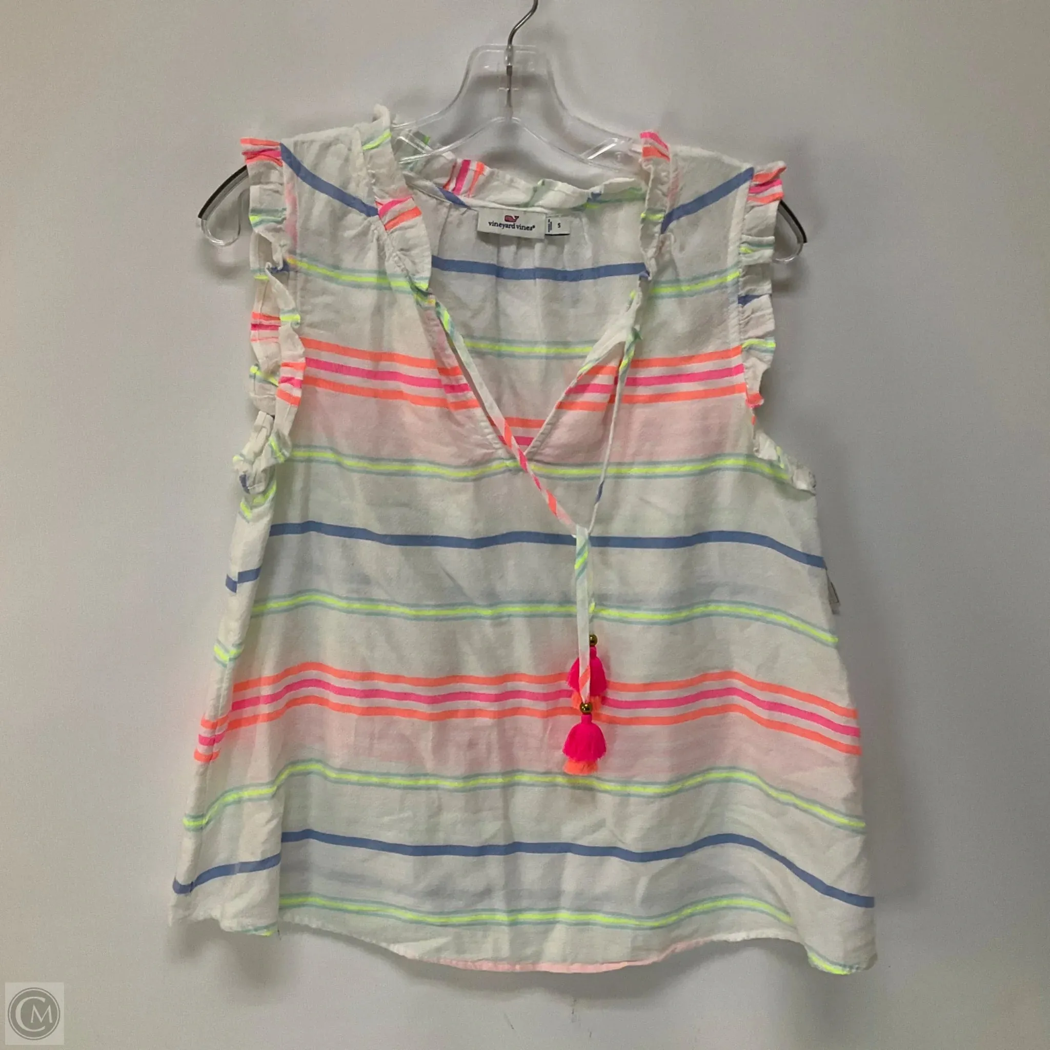 Top Sleeveless By Vineyard Vines In Striped Pattern, Size: S