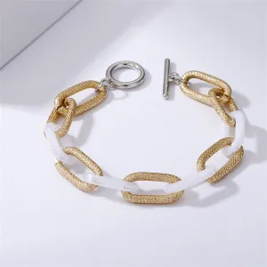 Transparent White & Two-Tone Cable Chain Toggle Bracelet