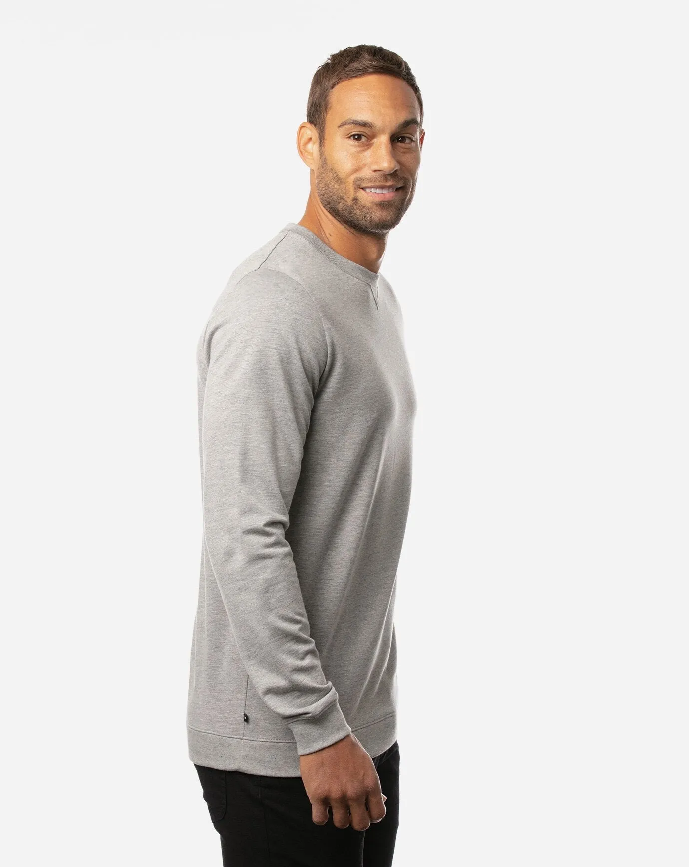 TRAVIS MATHEW MENS FINK 2.0 SWEATER - HEATHER LIGHT GREY
