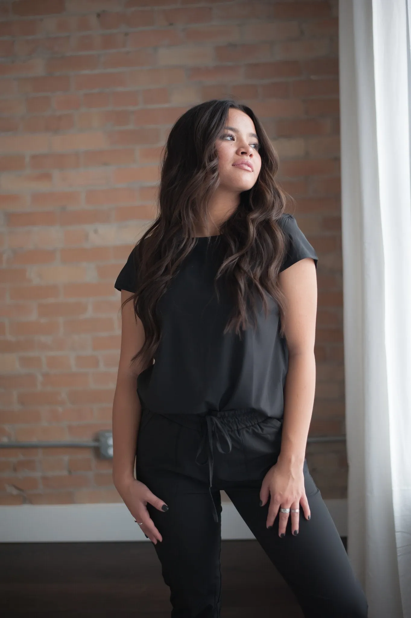Two-piece Scrub Set in Black