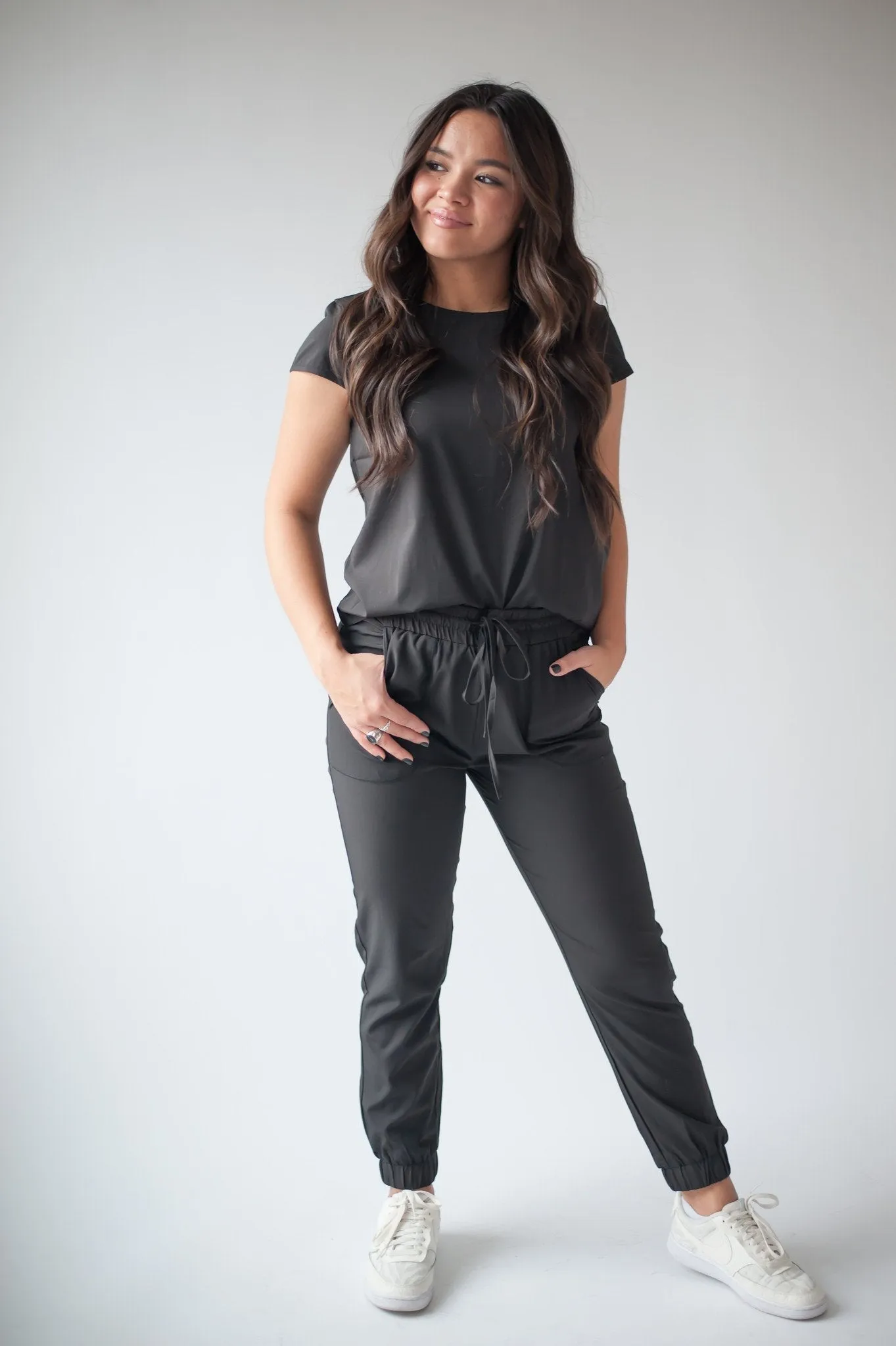 Two-piece Scrub Set in Black