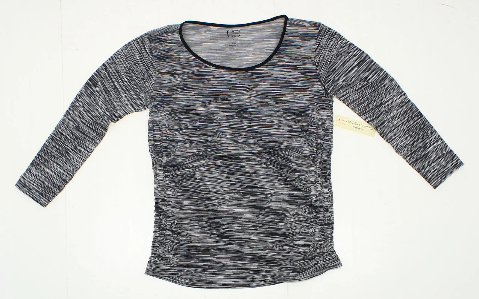 Under Control Women's Maternity Long Sleeve T-Shirt Black/ White Large