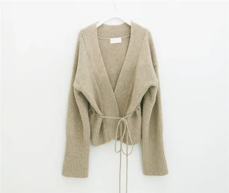 V-neck Lace-up Pit Striped Splicing Sweaters